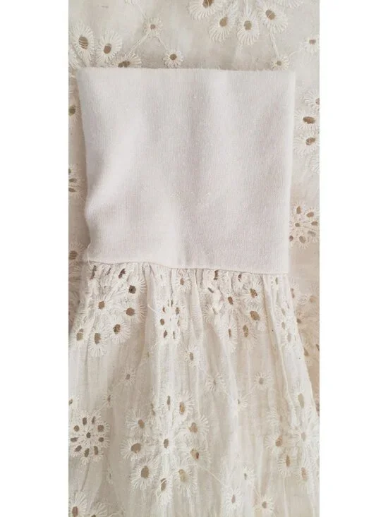 NY COLLECTION IVORY EYELET BUTTON FRONT BLOUSE SHIRT LARGE - Picture 6 of 9